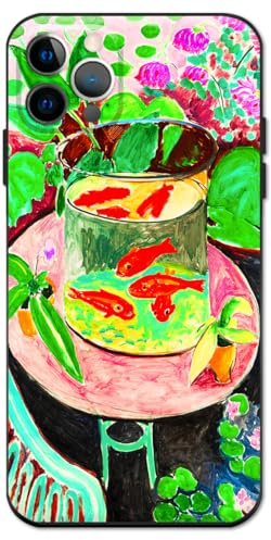 Berkin Arts kompatibel med iPhone 16 Pro fodral silikonskydd med skärmskydd Koi fisk vattenlilja botanisk (guldfisk av Henri Matisse)