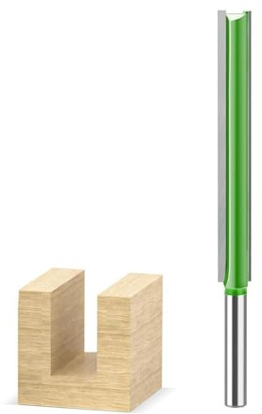 Fraise à défoncer droite extra longue, tige de 6 mm, 1/4 po, double cannelure, outils de fraisage for le travail du bois, diamètre de coupe de 3/8 po(6X9.52X76mm)