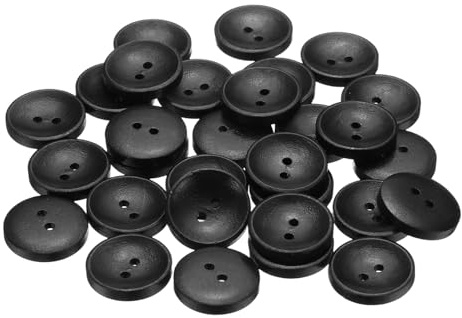 QUARKZMAN 30 Stück Knöpfe 20mm Holzknöpfe 2 Loch Buttons, Bastelknöpfe Vintage Rund Nähknöpfe Schüsseltyp Ersatzknöpfe für DIY Dekoration Mäntel Kleidung Strickjacke, Schwarz