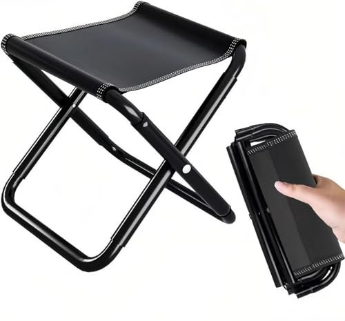 Louenth Kiuiom Sgabello da campeggio, mini sedia pieghevole, piccolo sgabello pieghevole con tasca, stabile, portata fino a 220 kg, per pesca, picnic, trekking, caccia, escursioni
