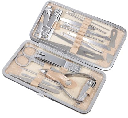 HAPINARY Kit de Pédicure et Manucure 19 Pièces Acier Inoxydable Coupe-ongles Multifunction Soin des Ongles Hommes Femmes Usage Quotidien Voyage Compact