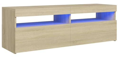 Iiaky Mobile Porta TV 120 cm con LED Armadio per TV Mobile TV Soggiorno Mobile Porta TV in Legno per Soggiorno Camera da Letto-Rovere sonoma-120 cm