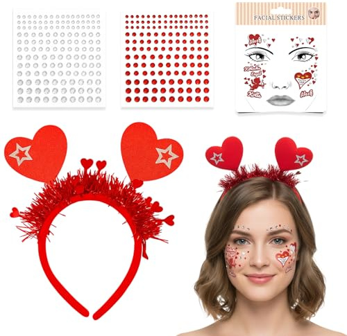 Gesichtstattoo Karneval, Köln Karneval Tattoos, Gesichtsaufkleber Karneval, Strasssteine Gesichtstattoo, Herz Haarreif, Face Temporäre Tattoos, Glitzer Aufkleber Gesicht Set für Karneval