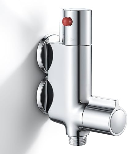 Mini Thermostatic Shower Mixer Bar Caravan Vertical Small Shower Mixer Tap | Brass Thermostatic Shower Valve for Camper Van, RV, Yacht, Boat, Douche Bidet Tap, 45mm Centre, Chrome 1/2 Outlet
