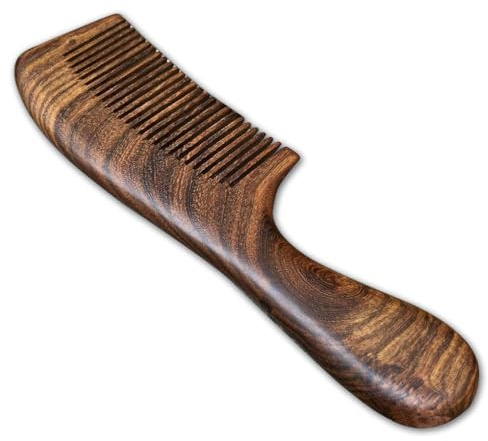 Zanthicia Sandelholz Sandelholz Bartkamm Unisex Damen Herren Antistatisch Feinzahnkämme mit Griff Campingzubehör