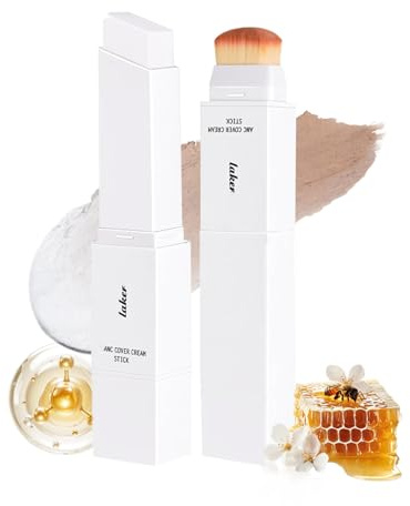 2 in 1 Colour Changing Foundation Stick - Smooth Cover Cream Base & Blending Brush, Full Coverage Concealer Contour for Mature Skin and All Skin Tones, Lightweight Matte Portable Makeup