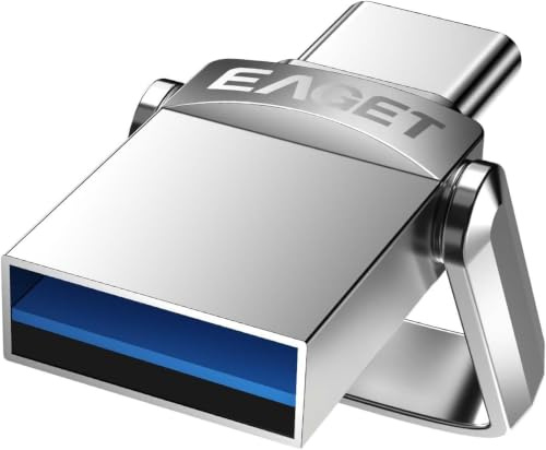 64GB Mini USB Flash Drive, Type-C & USB-A Dual USB 3.1 Gen 1 Memory Stick, Metal Housing Swivel Design Portable Thumb Drive for iPhone 15/16/17, Mac, Android Phones, Tablets, PCs, Laptops (1 pc)