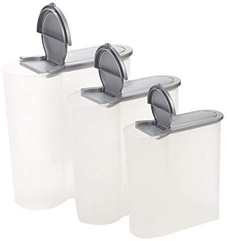 Easygift 3 Pc Cereal Dispenser for Dry Food Storage (Grey)