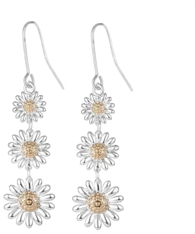 Philip Jones Triple Daisy Drop Earrings