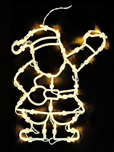 Spetebo Fensterbild Nikolaus 35 LED - Fensterdeko mit Dual Timer - Weihnachtsmann Fenster Silhouette warm weiß beleuchtet Batterie betrieben