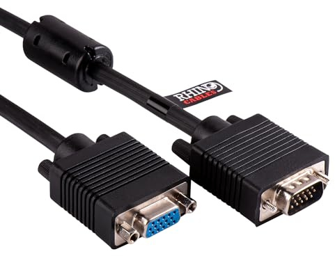 Rhinocables® Câble VGA Extension moniteur d'ordinateur Câble à 15 broches mâle vers femelle SVGA Extension écran Différentes longueurs disponibles 10 m