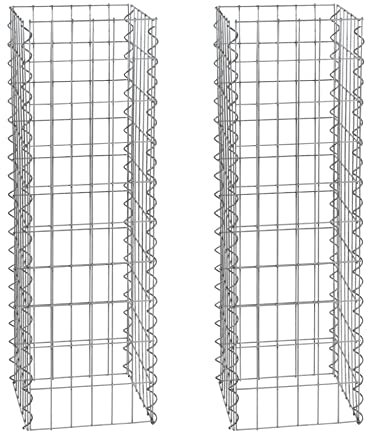 ESTEXO Gabionen-Säulen im 2er Set, 4-Eck 30x30 cm, 100 cm Höhe, inklusive Spiralen