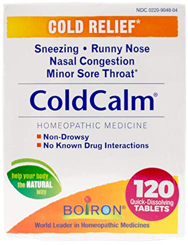 Boiron ColdCalm Tablets for Relief of Common Cold Symptoms Such as Sneezing, Runny Nose, Sore Throat, and Nasal Congestion - Non-Drowsy - 120 Count (2 Pack)