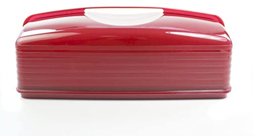 Tupperware E14 XXL Garant Dessert Tortenglocke eckig dunkelrot 35356