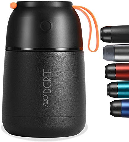720°DGREE Thermobehälter Essen 530ml “wunderJar” Auslaufsicher, BPA-Frei - Edelstahl Isolierbehälter, Thermo Lunchbox - Unterwegs Babybrei, Warme, Kalte Speisen, Suppe - Müsli to Go - Schwarz