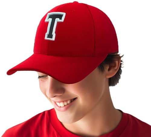 Baseballkappe 3D-Stickerei Lässige Baumwolle Alphabet A-Z Red Caps Schwarz Brief Snap Back Hut Hüte Unisex Jungen Mädchen Cap Baseball ROT Hut Kinder