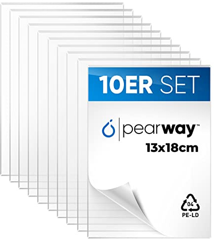 PEARWAY Premium 10er Set Plexiglas Platten [13x18cm] I 1mm Stärke I mit geschliffenen Kanten I Acrylglas Platte I Plexiglasscheibe I Acrylplatte tansparent I Plexiglas I Acryl Platte I Plexiglas 1mm