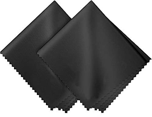 MMOBIEL 2 Pack Microfiber Cleaning Cloths Great for Eyeglass Lens Cleaner, Electronics, Car, Screens, Lenses, Smartphone, TV Screens, Laptop Cleaning - 18 x 15cm / 7 x 6 inch - Black