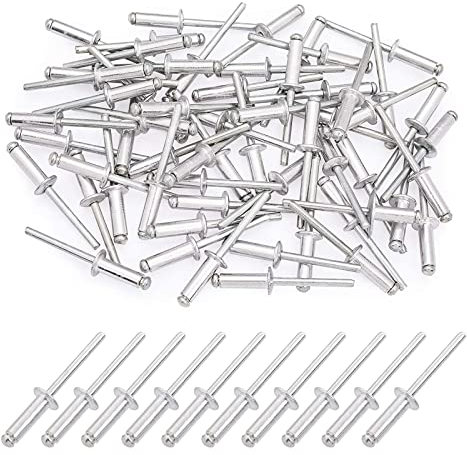 VOCIBO® Nieten Set 4mm x 10mm, 100 Stück Blindnieten, Popnieten Aluminiumlegierung, Nieten in Industrie-Qualität, für Blindnietzangen