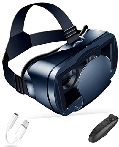 JYMYGS Gafas de Realidad Virtual, 3D VR Gafas con Controlador Bluetooth para Juegos Visión Panorámico VR Glasses para iPhone 13 Pro Max/13 Pro/13/12/11, para Samsung Galaxy S21, Huawei, Xiaomi