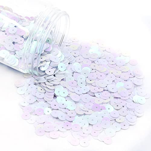 10 Gramm 2 3 4 5 6mm Flach Rund PVC Lose Pailletten Paillette Nähen Handwerk für Dekorationen Kleidungsstück Kleid Schuhe Kappen DIY Zubehör-AB Weiß,2mm 10 Gramm