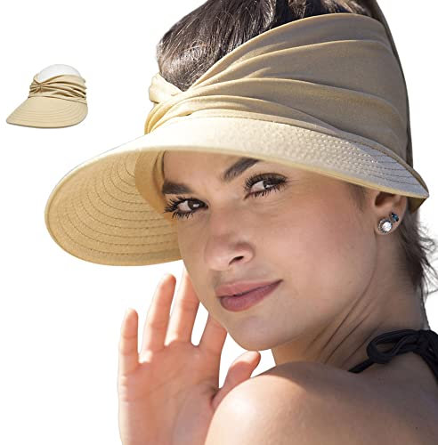 YAMEE Sonnenhut Damen Sommerhut Strandhut,Visor Cap Damen Strandvisor Damenvisor Sonnenvisor für Tennis/Golf/Strand,UV-Schutz