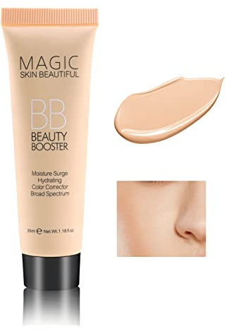 Boobeen Hydrating BB Cream, Full-Coverage Foundation & Concealer, Color Correcting Tinted Moisturizer for All Skin Types - Evens Skin Tone (Ivory)