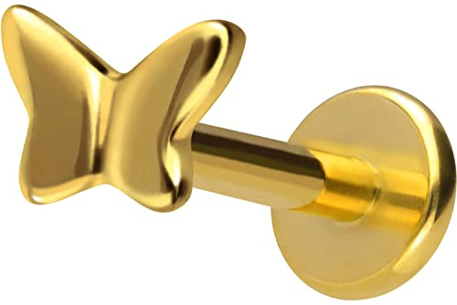 PIERCINGLINE Titan Labret mit Innengewinde Titan Aufsatz SCHMETTERLING Piercing Lippe Nase Ohr Helix Tragus Medusa Farb & Größenauswahl