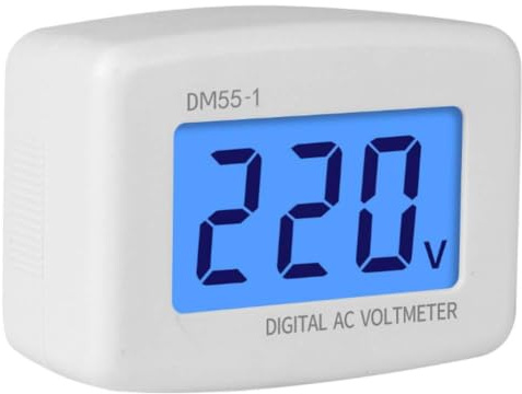 DM55-1-EU AC Voltmeter 110-300V Digital Spannungsmesser EU-Stecker Digitales Voltmeter 230V 50Hz/60Hz Hochpräzises Stecker Spannungsprüfer für Haushaltsgeräte