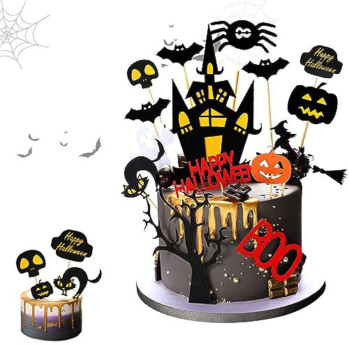15 Pezzi Decorazioni Torta Halloween, Cake Toppers, Decorazioni Dolci, per Torte Zucca e a Tema Halloween