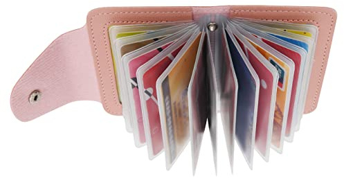 GERIINEER Kreditkartenetui für Damen und Herren Kartenetui - 28 Karten 2 Fenster (Rosa)