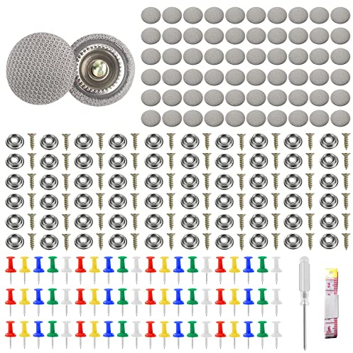 60 Paia Vite Per Riparazione Tetto Auto.Pulsante Per Strumento Di Riparazione Tetto Interno Dell'Automobile.Riparazione Rivetti Pulsante A Auto Tetto.Tappezzeria Auto.Puntine Per Cielo Auto (Grigio)