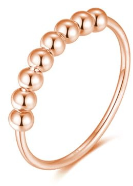 925 sterling silver ångestspinning ring med pärlor I anti-stress dekompression ångeststring för att lindra stress för kvinnor, kvinnor och flickor, Ädelmetall