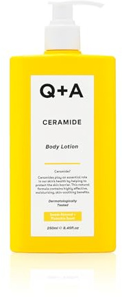 Q+A Lotion Corporelle aux Céramides, Pour une nutrition ultime et une hydratation en profondeur, cette lotion corporelle aux céramides contient du squalane, des céramides d'ananas, 250ml | Beurre corporel hydratant et hydratant quotidien profond pour femme, laisse la peau douce et lisse