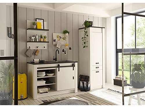 Lomadox Küchen Set mit Spülschrank, Wandregal und Stauraumschrank in Industrial Stil
