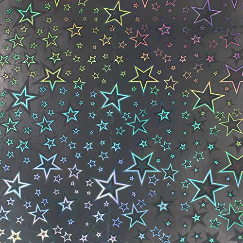 Finest Folia Din A4 Bogen Bastelfolie Selbstklebend Künstlerfolie Plotterfolie Plottfolie Hologramm Glitzer Folie Basteln DIY (Stars (No.035), 10er Set Din A4 Bögen)