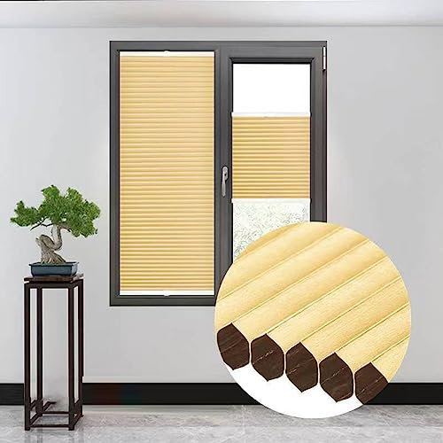 Thermo Wabenplissee,100% Blickdicht Doppelplissee Waben Plissee,Gelb Verdunklung Plissee Faltrollo,Sonnenschutz & Schallschutz Plisseerollo für Fenster & Tür,Schlafzimmer (WxH: 30x100cm)