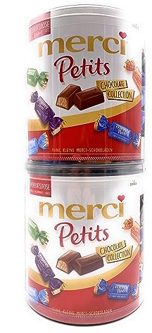 Storck Merci Petits Chocolate Collection I 2 x 1000 g I Boîtes rondes I Mélange de spécialités de chocolat emballées individuellement I Pralines les plus fines I 2 kg Grand paquet
