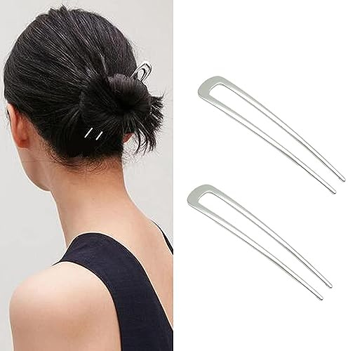 LELEO 2 Pcs U Shape Hair Pins Chignon Pin Metal Hair Sticks Vintage Hairpin Holder Hair Clip Pin French for Women Girls