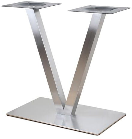 KEESUNG Cadre de table en forme de V - Patins de table en acier inoxydable - Argenté - Double pied de table - Pieds pour restaurant, café, etc. - 70 cm