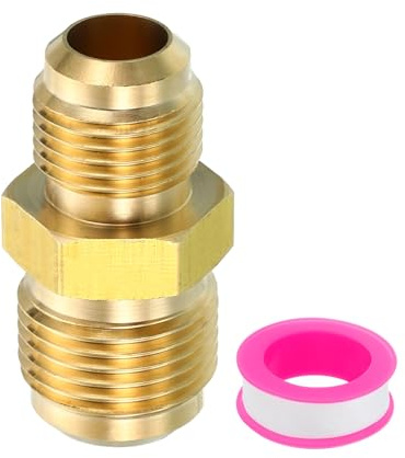 PATIKIL Conector de Latón de 3/8 x 1/2 Macho de Rosca Cónica 45 Grados Latón Adaptador para Manguera Reductor Rosca Unión Tubo Acoplador Tubo Refrigeración y HVAC Tubería Abocinada