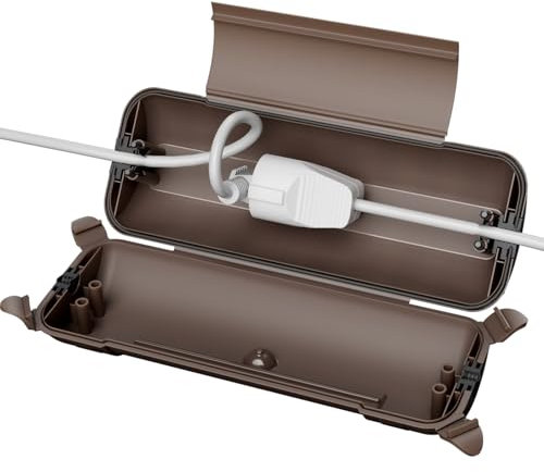 RESTMO Outdoor IP44 Waterproof Connection Box (29 × 11 × 7.5cm), Weatherproof Extension Lead Cover, Safety Seal Enclosure for Holiday Lights, LED Strips, Power Tools, Fountain