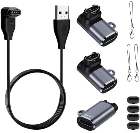 3 Stück USB C auf Garmin Adapter mit 90 Grad Ladekabel Uhr Ladeadapter für Garmin Fenix 8 7 7S 7X Pro 6 6S 6X 5 5S 5X Plus Forerunner 965 945 955 165 265 55 45 Vivoactive 4 Epix Venu Instinct Approach
