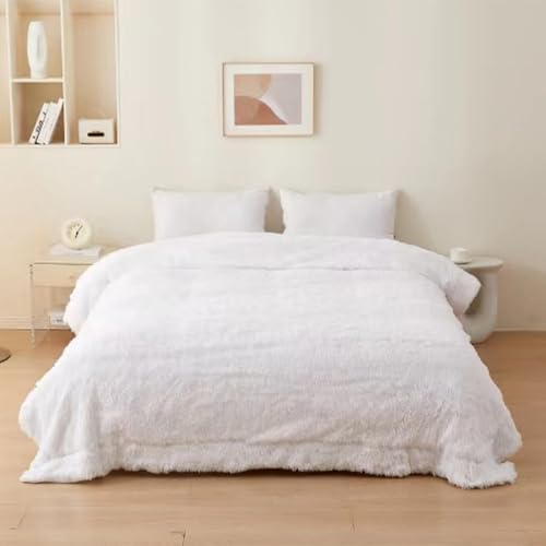 GREATOYAR Manta Esponjosa y Suave, Gruesa y Elegante, de Pelo Largo, Reversible Cálida para Sofá y Cama, Invierno Otoño, Blanco, 220x240cm
