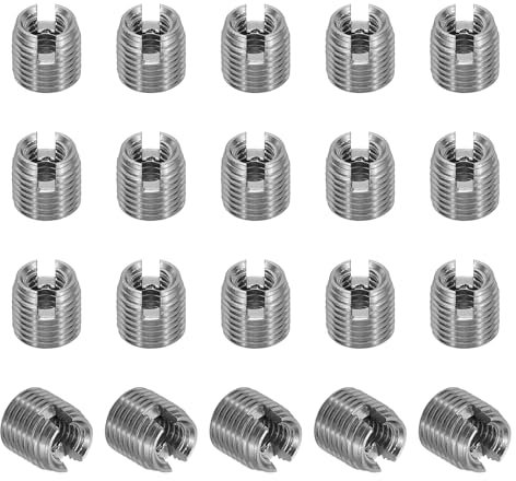 PATIKIL Self-Tapping Threaded Inserts, 20 Pcs M3 x M5 x 5mm 303 Stainless Steel Thread Adapter Reducer Slotted Screw Repair Inserts Nuts Sleeve