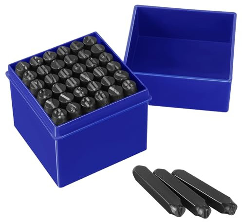 Gueenky 36 Pcs Number and Letter Punch Set, 8mm Metal Stamping Tool Set, A-Z, 0-9, &, Letter Number and Symbols Stamp Punch for Stamping Metal Wood Plastic Leather