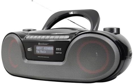 Soundmaster SCD8300SW tragbares Digitalradio CD-Player Hörbuchfunktion Bluetooth DAB+ UKW-Radio USB/SD-Anschluss Kopfhöreranschluss Wecker Boombox