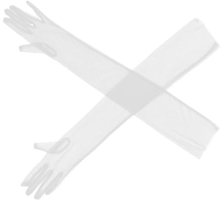Holibanna Weiße Spitzenhandschuhe Für Damen Elegante Lange Handschuhe Für Hochzeiten Teepartys Banketts 38 Cm