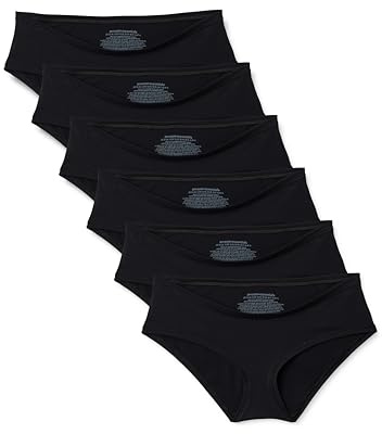 Amazon Essentials Mutandine Premaman, Modelli Sopra il Pancione e Sotto il Pancione, in Cotone e Microfibra Donna, Confezione da 6, Nero, 48