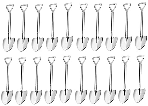 Asyduey Paquete de 20 Cucharas de Espresso con Forma de Pala, Minicucharas de Café de Acero Inoxidable de 4,7 Pulgadas, Cucharas PequeñAs para Postre, Té